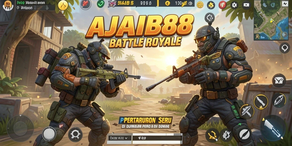 Gameplay seru AJAIB88 dalam mode Battle Royale yang menegangkan.