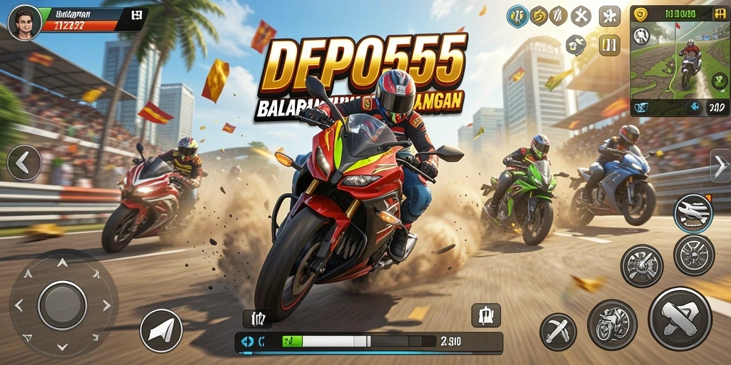 Gameplay balapan motor yang seru dan mendebarkan di DEPO555.