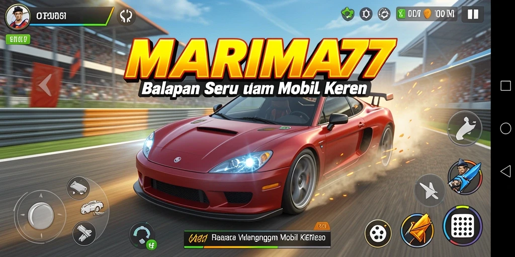 Tampilan mendebarkan dari gameplay balapan MARIMA77.