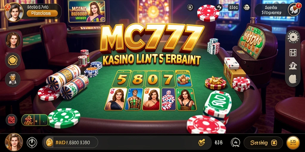 Screenshot gameplay MC777 menampilkan dealer langsung dan suasana kasino nyata.