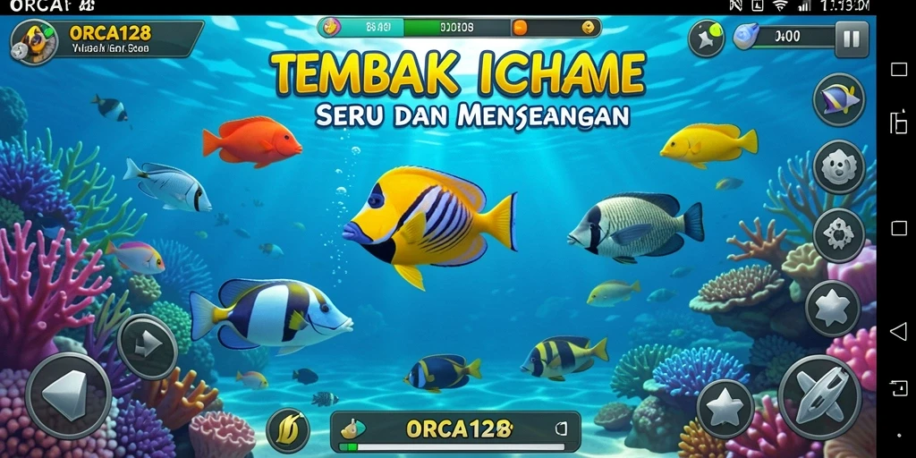 Tampilan gameplay ORCA128 dengan aksi Tembak Ikan yang seru.