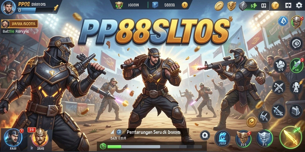 Screenshot gameplay PP88SLOTS yang menunjukkan aksi Battle Royale yang mendebarkan.